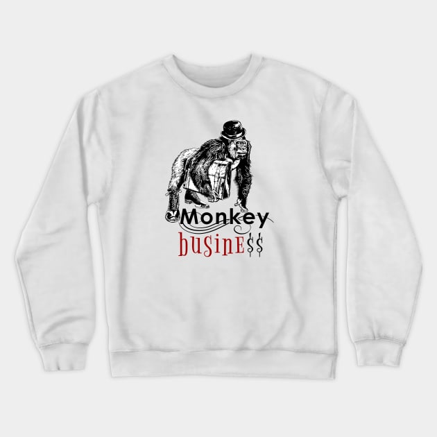 Monkey Business-irony-businessman Crewneck Sweatshirt by StabbedHeart